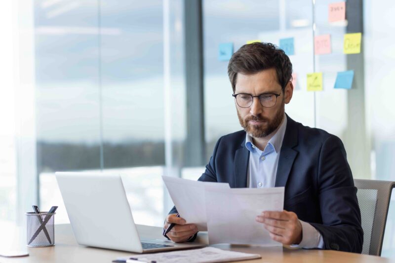 business owner reviewing financial documents